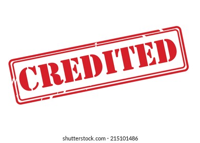 CREDITED red rubber stamp vector over a white background.