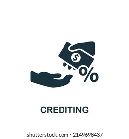 Crediting icon. Monochrome simple Banking icon for templates, web design and infographics