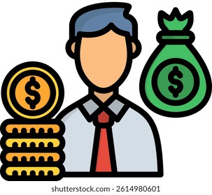 Creditor Icon Lineal Color Vector Illustration