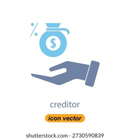 Ícones do credor. Ilustrações planas de ícones vetoriais credores para a web. Ilustrações vetoriais de ícones da empresa.