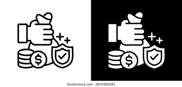 Creditor Protection Icon whiteblack Vector Illustration