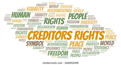 Creditors Rights word cloud. Wordcloud made with text only.