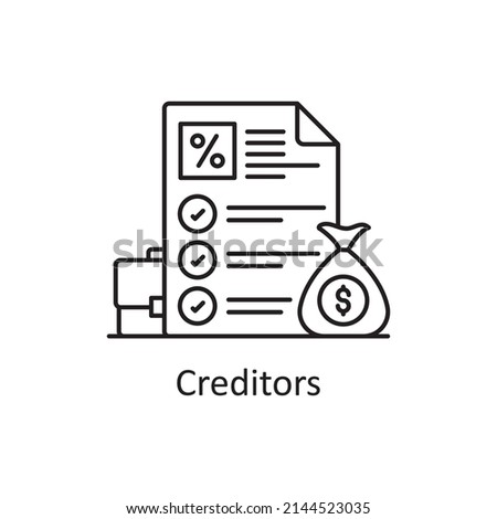 Creditors vector Outline Icon Design illustration. Business Partnership Symbol on White background EPS 10 File