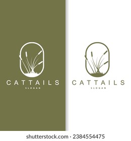 Creek and Cattail River Logo, Simple Minimalist Grass Design for Business Brand