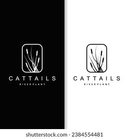Creek and Cattail River Logo, Simple Minimalist Grass Design for Business Brand