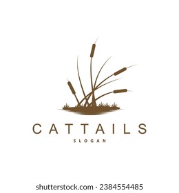 Creek and Cattail River Logo, Simple Minimalist Grass Design for Business Brand