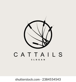 Creek and Cattail River Logo, Simple Minimalist Grass Design for Business Brand