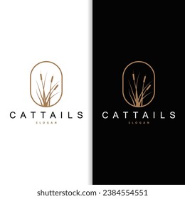 Creek and Cattail River Logo, Simple Minimalist Grass Design for Business Brand
