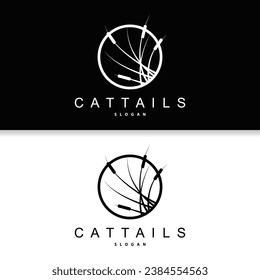 Creek and Cattail River Logo, Simple Minimalist Grass Design for Business Brand