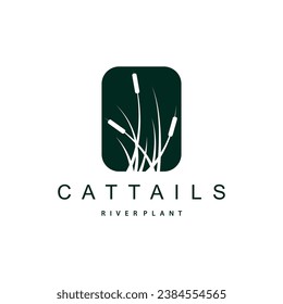 Creek and Cattail River Logo, Simple Minimalist Grass Design for Business Brand