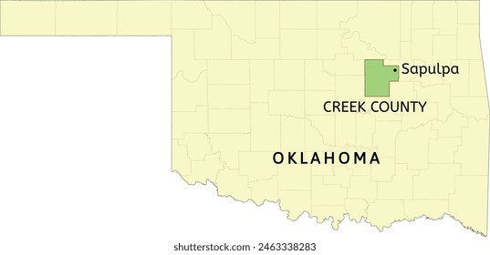 Creek County and city of Sapulpa location on Oklahoma state map