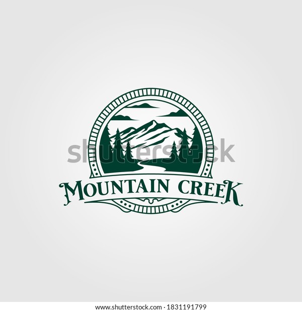 Creek Mountain Vintage Logo Vector Illustration Stock Vector (Royalty ...