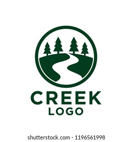 Creek River Tree Logo Icon Vector.