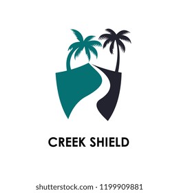 Creek and shield logo template