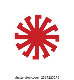 Creek water mill logo, water wheel concept. Simple sun and water wheel logo.