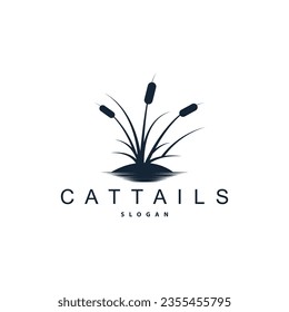 Creeks And Cattail River Logo, Grass Design Simple Minimalist Illustration Vector Template