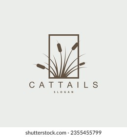 Creeks And Cattail River Logo, Grass Design Simple Minimalist Illustration Vector Template