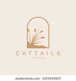 Creeks And Cattail River Logo, Grass Design Simple Minimalist Illustration Vector Template