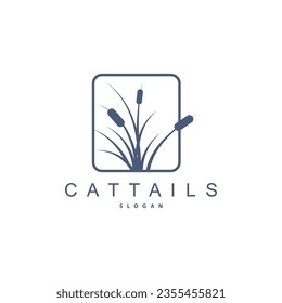 Creeks And Cattail River Logo, Grass Design Simple Minimalist Illustration Vector Template