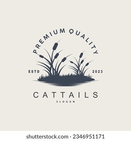 Creeks And Cattails River Logo, Grass Design Simple Minimalist Illustration Vector Template