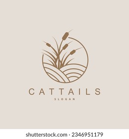 Creeks And Cattails River Logo, Grass Design Simple Minimalist Illustration Vector Template