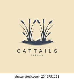 Creeks And Cattails River Logo, Grass Design Simple Minimalist Illustration Vector Template