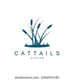 Creeks And Cattails River Logo, Grass Design Simple Minimalist Illustration Vector Template