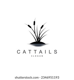 Creeks And Cattails River Logo, Grass Design Simple Minimalist Illustration Vector Template