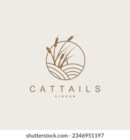 Creeks And Cattails River Logo, Grass Design Simple Minimalist Illustration Vector Template