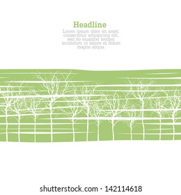 Creen Trees On Gray With Space For Text. Vector