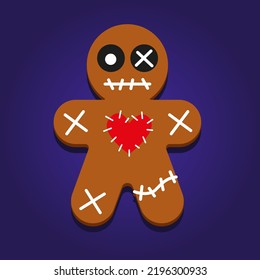 Creep it Real - Halloween Voodoo doll gingerbread man labels design. Hand drawn isolated emblem with quote. Halloween party sign or logo. scrap booking, posters, greeting cards, banners, textiles. Hal