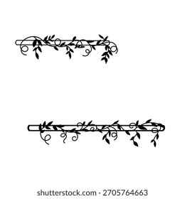 Esquema de plano de planta de enredadera para la Ilustración vectorial de líneas divisorias de marcos de texto o bordes