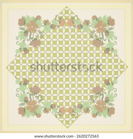 Creeping flower pattern and kawung batik pattern for fashion, hijab, fabric, scarf, bandana, bag charm, and wist accient