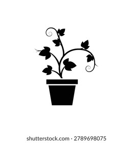Creeping indoor vine emerging from a small pot, trailing plant icon