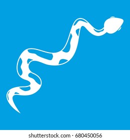Creeping snake icon white isolated on blue background vector illustration