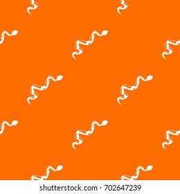 Creeping snake pattern repeat seamless in orange color for any design. Vector geometric illustration