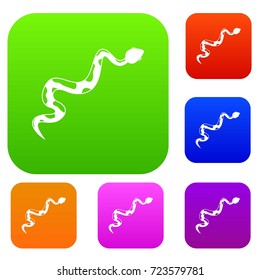 Creeping snake set icon color in flat style isolated on white. Collection sings vector illustration