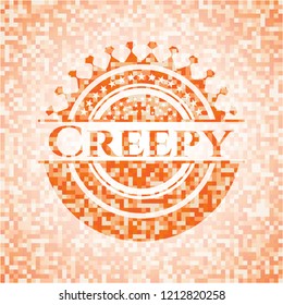 Creepy abstract orange mosaic emblem