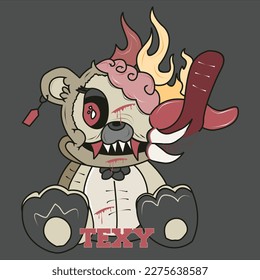 Creepy Alien Teddy bear artwork illustration