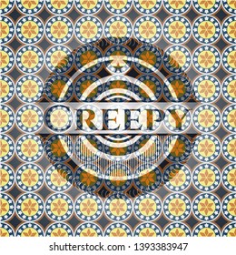 Creepy arabesque emblem. arabic decoration.