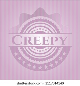 Creepy badge with pink background