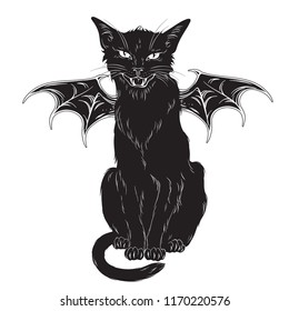 Creepy black cat and