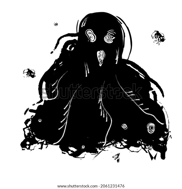 Creepy Black White Ghost Stock Vector (Royalty Free) 2061231476 | Shutterstock