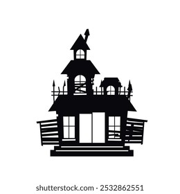 Creepy broken house. Flat illustration of broken and horror building icon, perfect for Halloween.