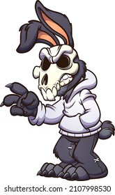 Creepy bunny character with a skull mask. Vector illustration with simple gradients. All on a single layer. 
