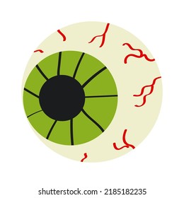Creepy cartoon style eyeball. Green doodle eyes.