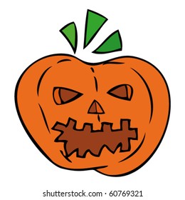 Creepy carved pumpkin face.