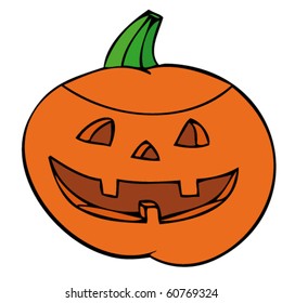 Creepy carved pumpkin face.