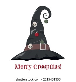 Creepy Christmas greeting or invitation card template. Isolated on white background. Merry Creepmas design.