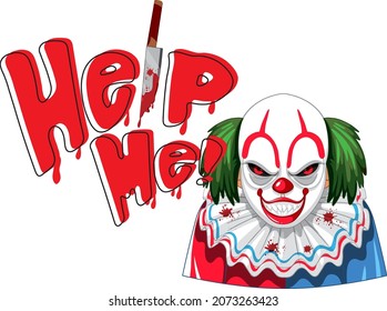 Creepy Clown banner with Help me word illustration
